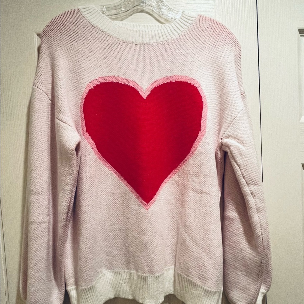 Big Red Heart Crew Neck Sweater!